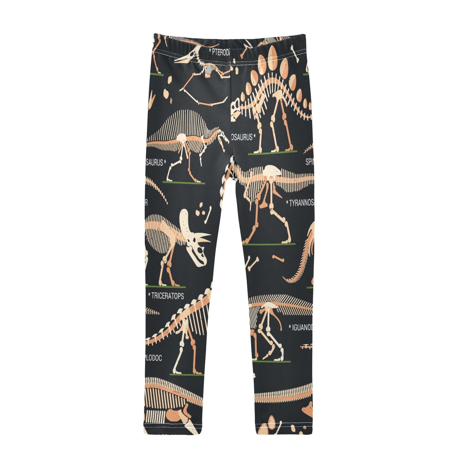 Youjuner Girls Multicoloured Leggings Dinosaur Fossils Full Length Trousers Stretchy Casual Wear Kids Pants For Age 4-10 Child