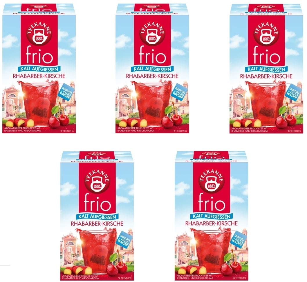 Teekanne frio Rebarber-Krew, opakowanie 5 szt. (5 x 18 saszetek herbaty), 5 x 45 g