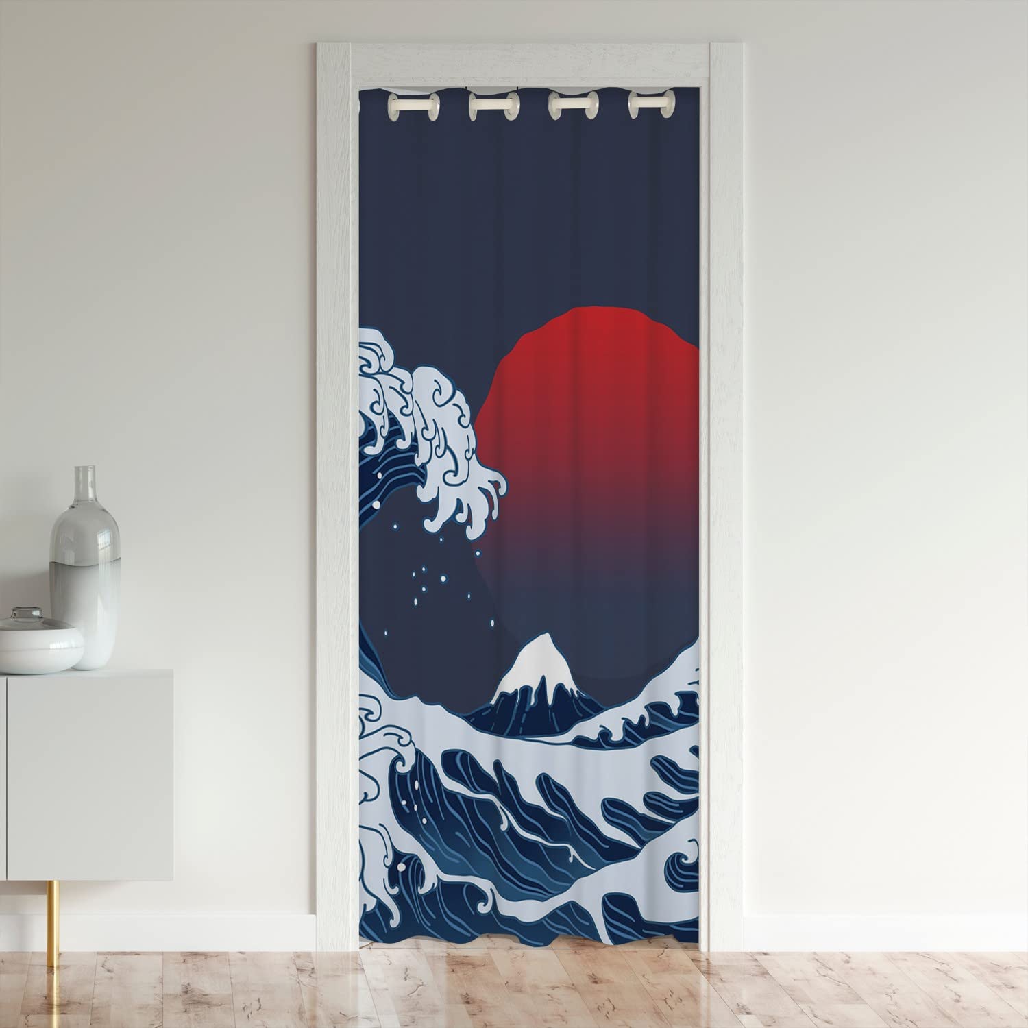 Japanese Wave Door Curtain for Doorway 86x203cmOcean Wave Sunset Window Treatments Home Decor Sea Waves Room Divider Curtain Cover Sea Wave Theme Room Divider Curtain Cover Living Room Bedroom