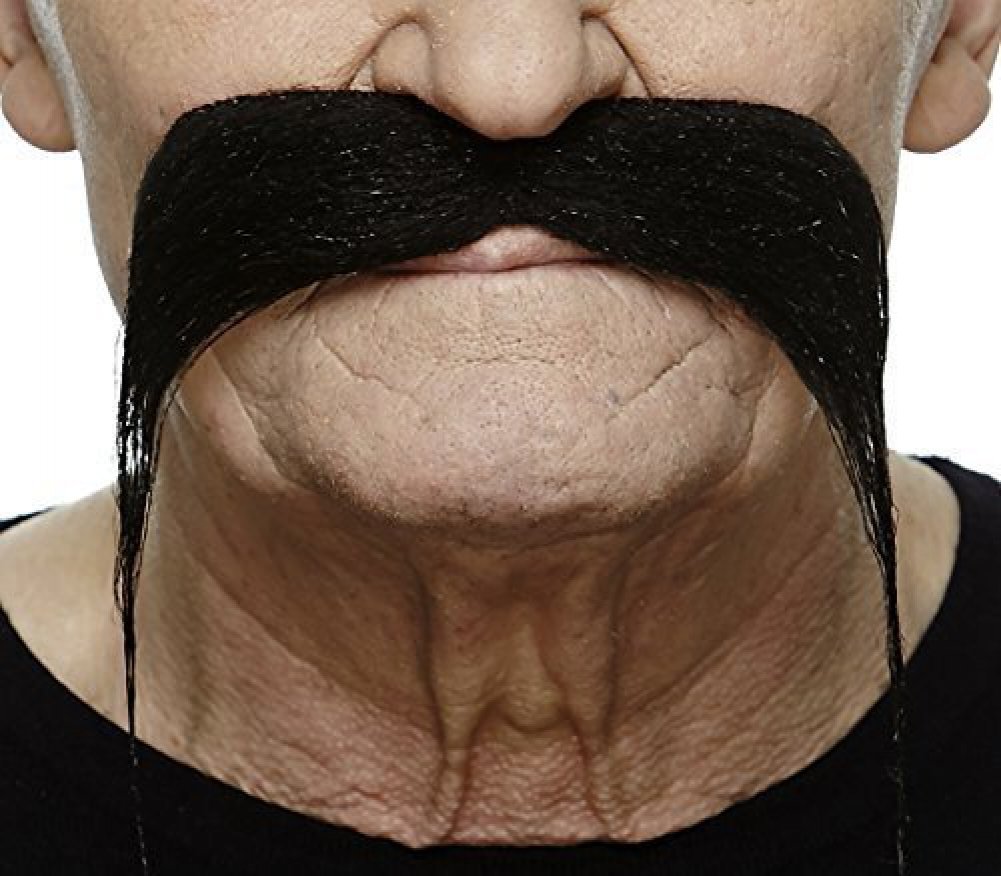 Mustaches Fake Mustache, Self Adhesive, Novelty, Walrus False Facial Hair, Black Color