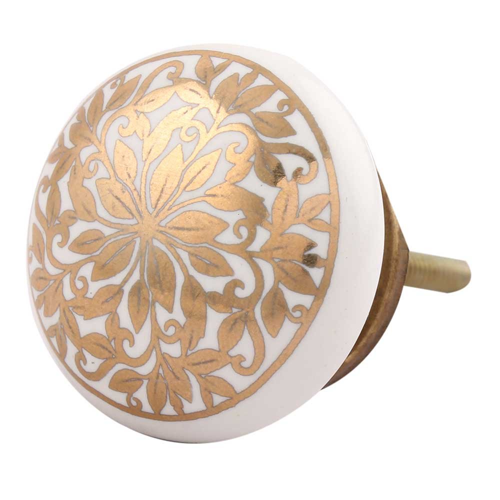 IndianShelf 4 Pieces Gold Flower Ceramic Luxurious Drawer Knobs for Kitchen Cabinet Hardware Door Pulls Decorative Dresser Designer (B06WGLG3JW) Amazon Price History, Amazon Price Tracker