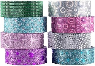 YUBX Washi Tape Set Glitter Decorative Tapes Gold Silver Foil Masking Tape Sets for Craft, Kids, Scrapbook, Bullet Journal, DIY, Gift Wrapping