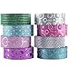 YUBX Glitter Washi Tapes Masking Tape Nastro Decorativo per Fai da Te, diari proiettili, pianificatori, Scrapbooking, Confezioni