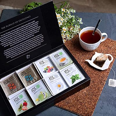 Jaf Tea - Tea Sampler Gift Set Box, 80 COUNT - 8 Tea Variety Pack - Including: Black Tea, Green Tea, Earl Grey, Fruit Teas, Peppermint Tea - 80 Tea Bags (10 of each)