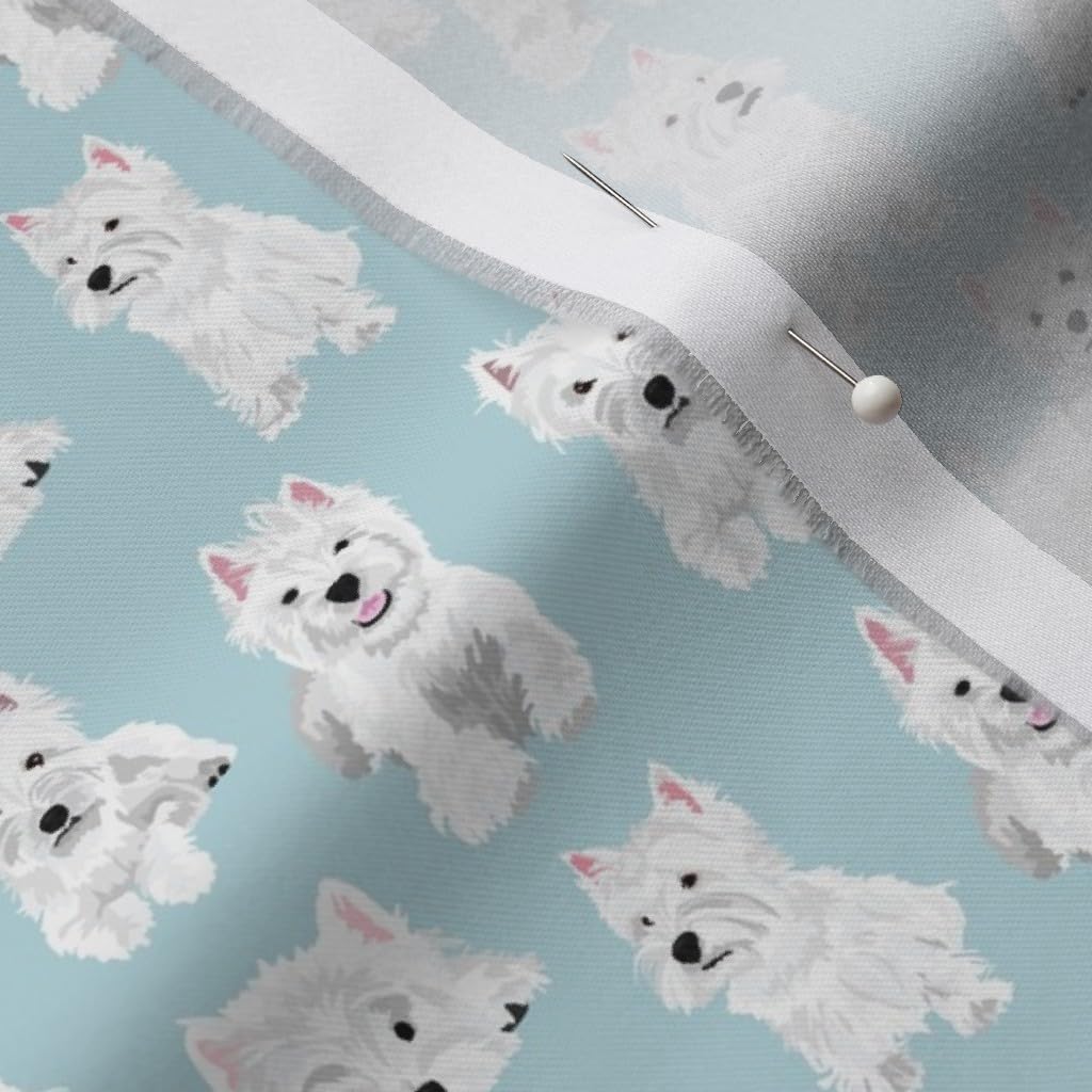 Spoonflower Fabric - Westies Dog Dogs Westie Terriers West Highland White Terrier Printed on Organic Cotton Sateen Fabric by The Yard - Sewing Quilting Apparel Home Decor