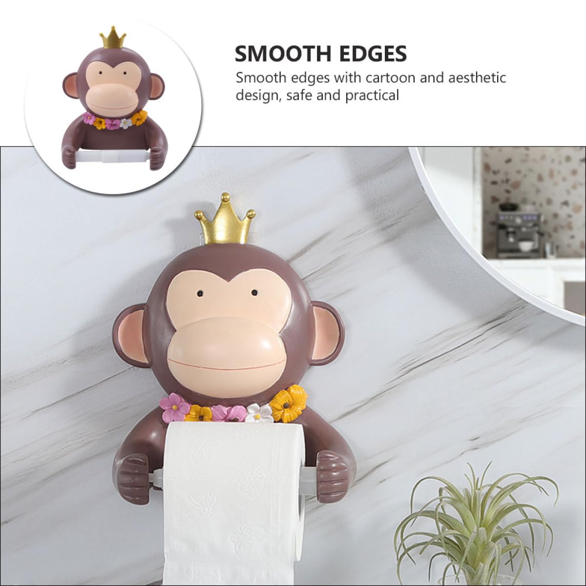 Portarrollos de Papel Higiénico de Resina Marrón Estante Resistente Corrosión Deslustre para Baño y Sanitario en Estilo Cartoon