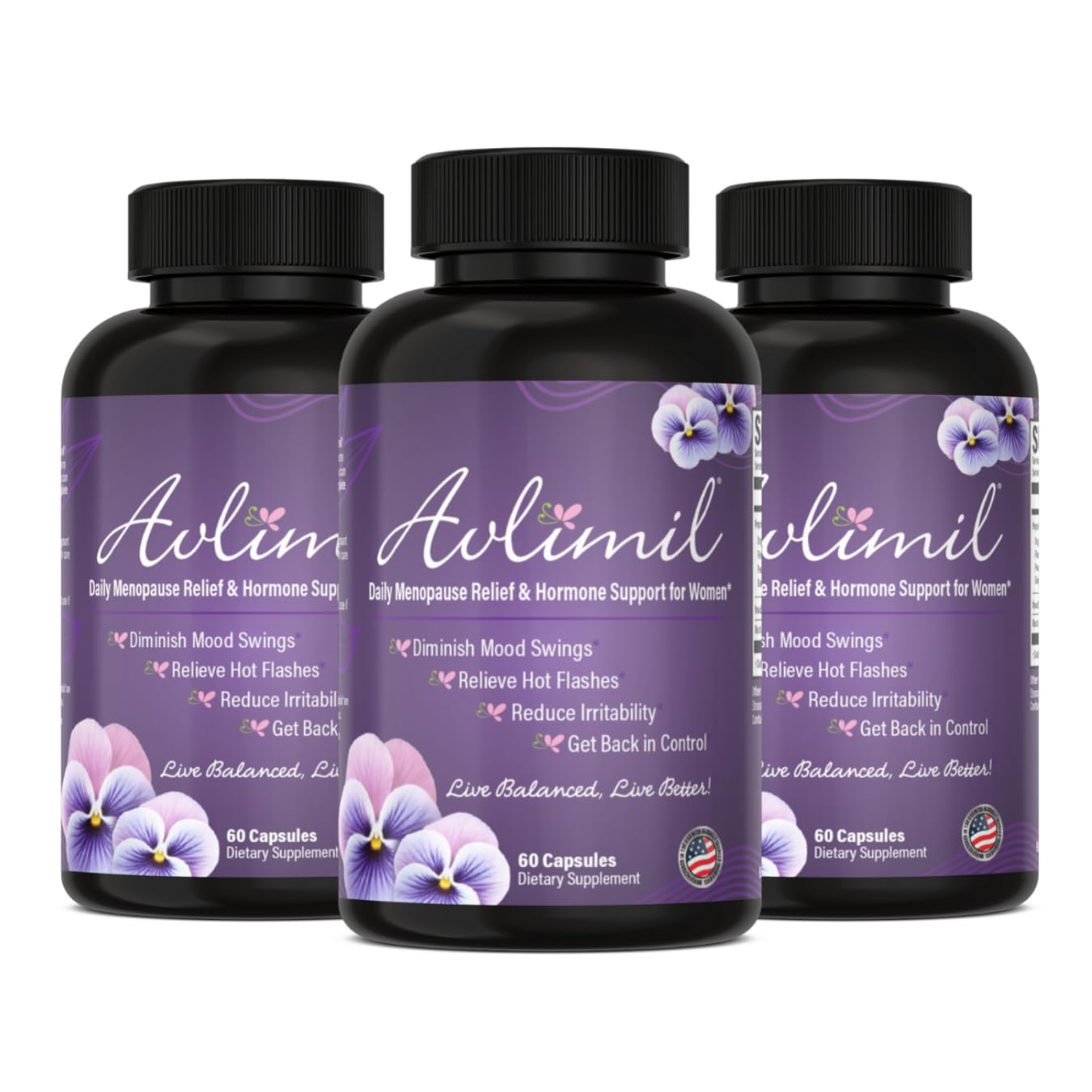Avlimil® Hormone Balance & Menopause | Relief from Mood Swings, Hot Flashes, Night Sweats and Irritability - Isoflavones, Black Cohosh, Raspberry, Valerian, Sage, Red Clover, Lemon Balm - 3 Month