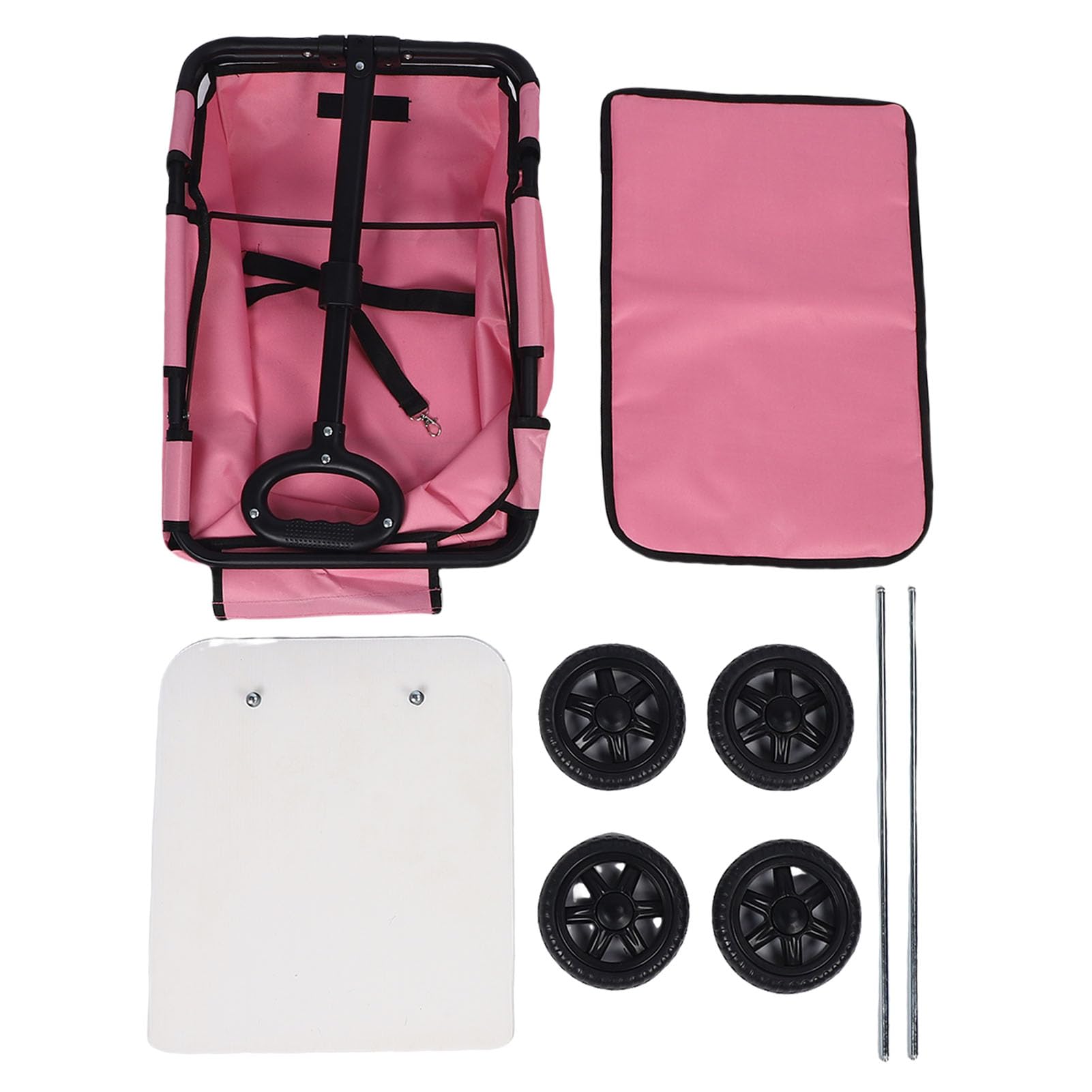 ciciglow Passeggino per Animali Domestici, Carrello per Animali Domestici a 4 Ruote Pieghevole Multifunzionale, Passeggino per Cane Compatto Pieghevole Leggero per Viaggi in Campeggio (PINK)