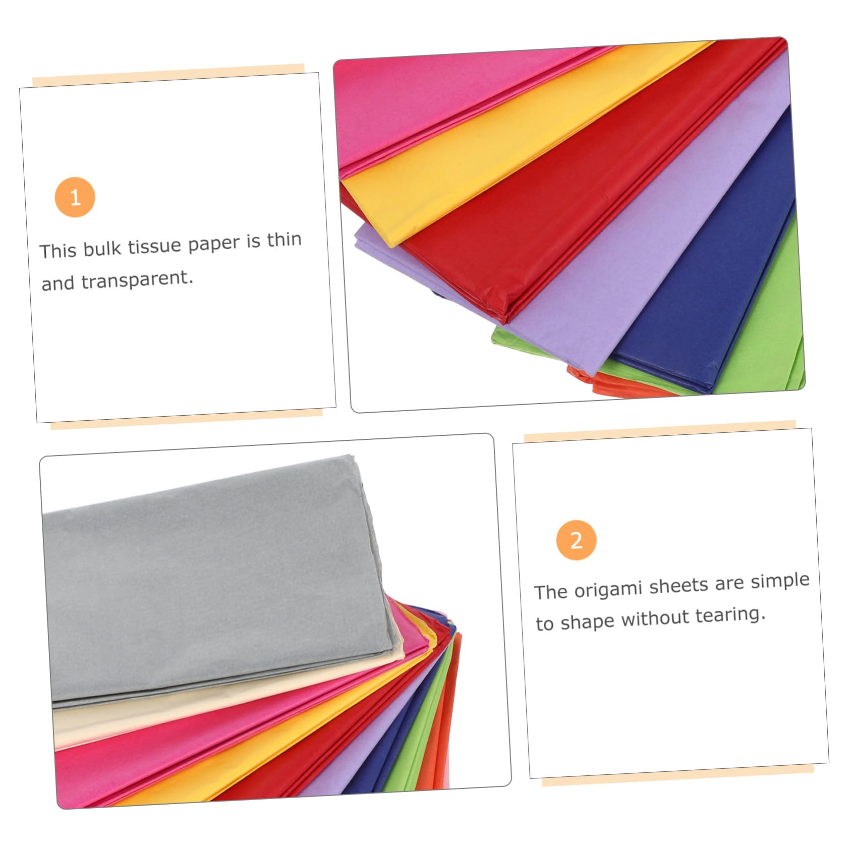 FRCOLOR 100pezzi Carta Velina Colorata per Origami Bouquet Floreali Ragazzo Ragazza e Adulti per Imballaggi e Progetti Fai da Te