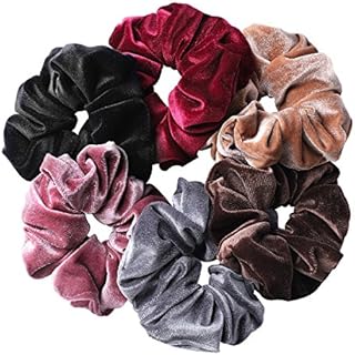 Whaline 6 Big Hair Scrunchies Velvet Elastics Large Hair Bobble Scrunchy Hair Bands Women Soft Hair Ties, 6 Colors