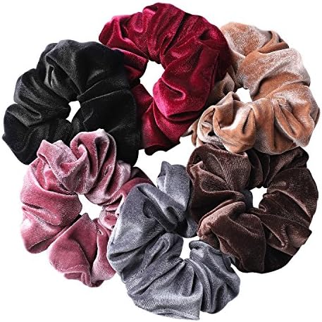 Whaline 6 Big Hair Scrunchies Velvet Elastics Large Hair Bobble Scrunchy Hair Bands Women Soft Hair Ties, 6 Colors