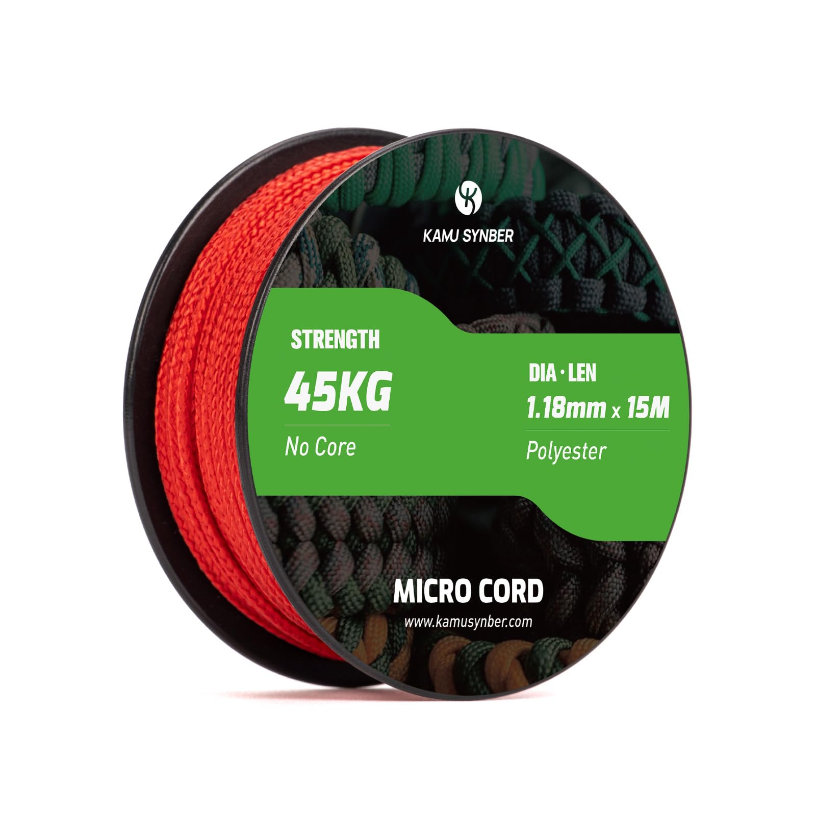 Kamu Synber Micro Cord 1.18mm Paracord Braided Rope 15m Spool for Bracelet, Crafting, Jewelry Making, Key Chains | Support 45kg | Red