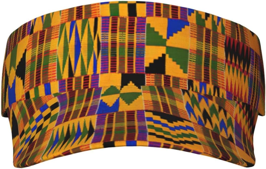 African Weaving Print Sports Sun Visor Hats,Adjustable Sun Caps for Men Women Adults Lightweight Black