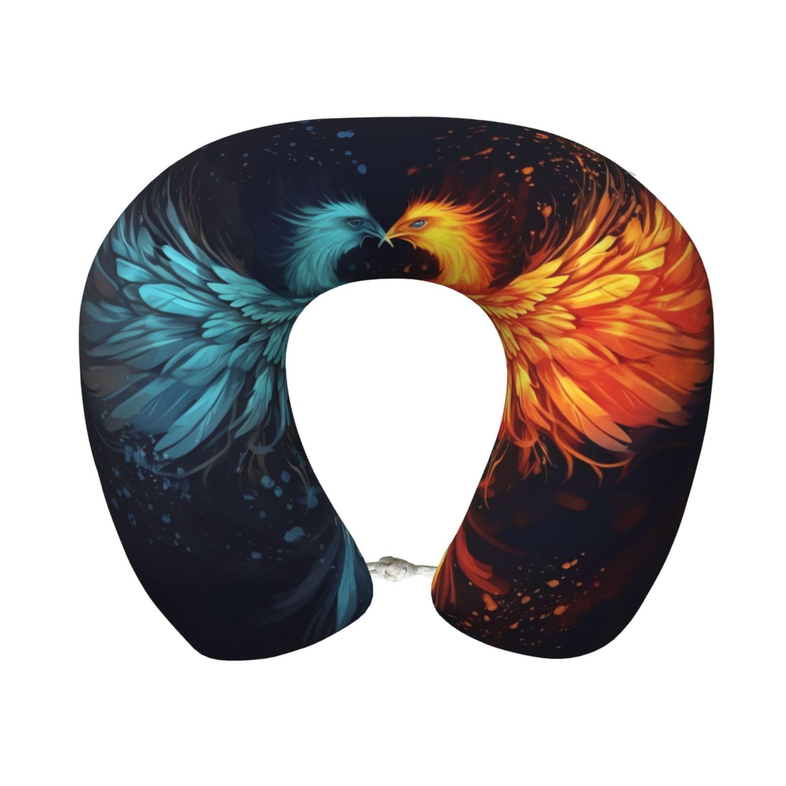 Travel Pillow Fire and Water Phoenix Neck Rest Soft Comfortable Travel Neck Pillow U-Shaped Memory Foam Sleeping Rest Cushion Travel Accessories for Airplane Car and Office