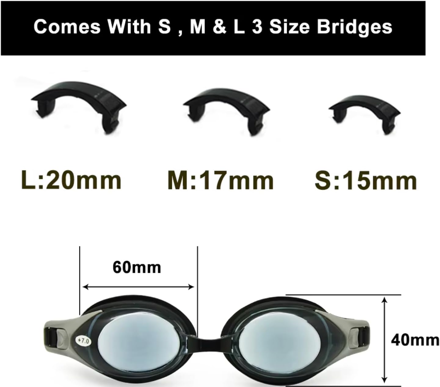 Farsighted Hyperopia +1.0 to +8.0 Swim Goggles UV Protection (Black, Pink, Blue, Clear) for Kids,Teens, Adults