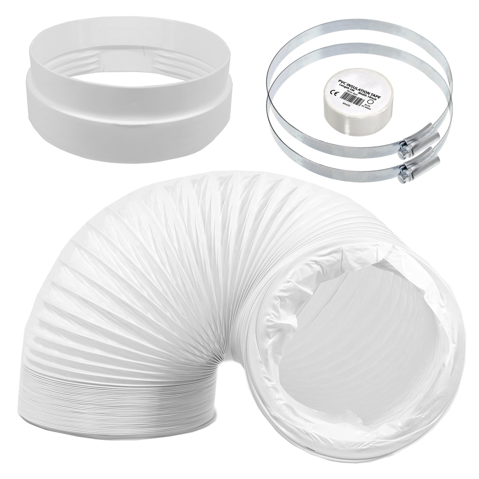 Universal Vent Duct Hose Extension Kit for Air Con Conditioner Flexible White 6in 152mm 6m