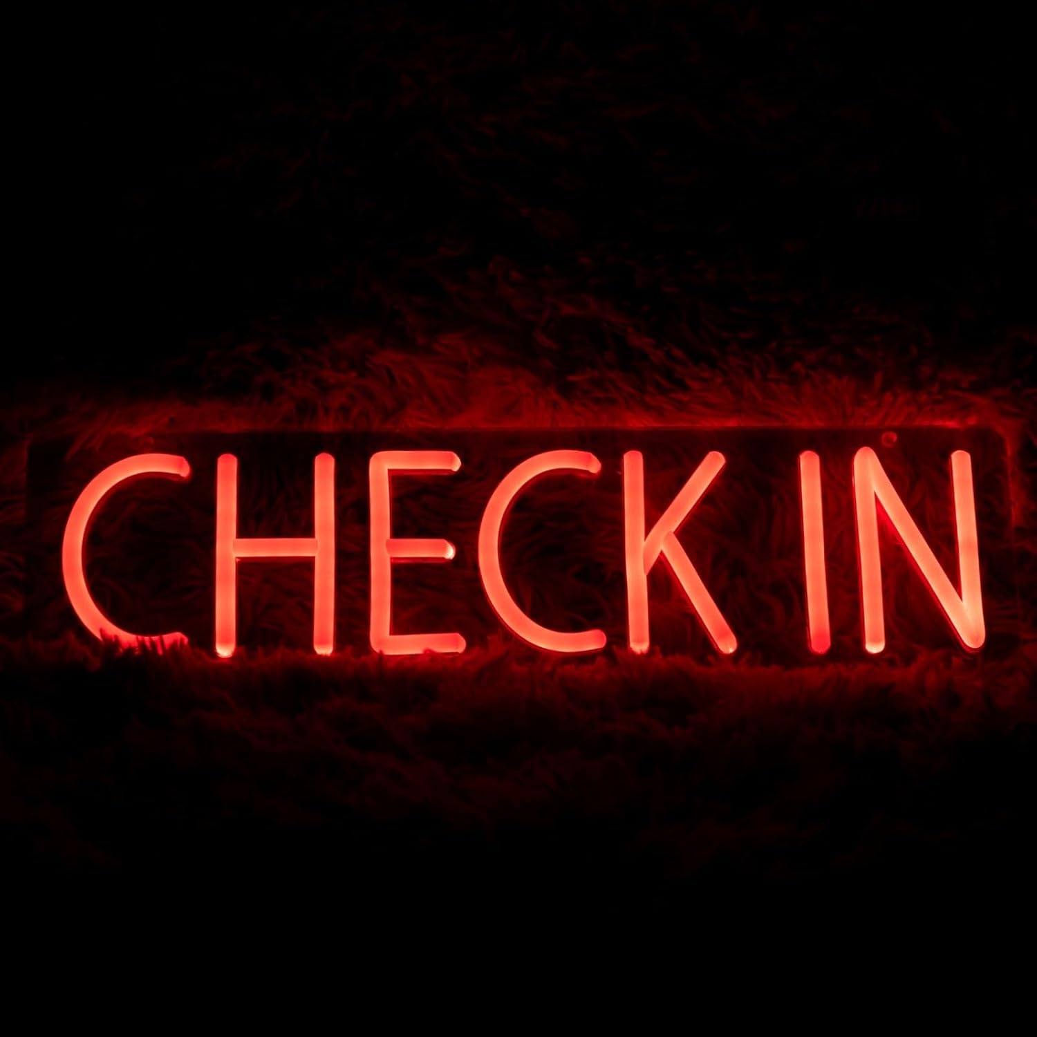 Check In Neon Sign Checkin sign (LARGE 24x6.6'' - SUPER BRIGHT) Check in sign led light business sign shop decor (24x6.6'', RED)