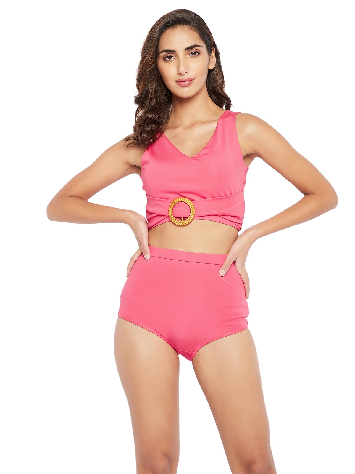 Women's Chic Basic Two Piece Swimsuit in Peach