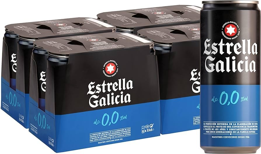 ESTRELLA GALICIA 0.0% Alkoholfrei Bier. Dosen 330 ml. bier dose, biere der welt, bier set, geschenke für männer, adventskalender männer (24 Dosen, 0.33 l)