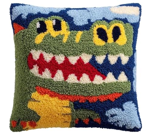 Taxpy Latch Hook Pillow Case Kits,Crocodile 17X17In