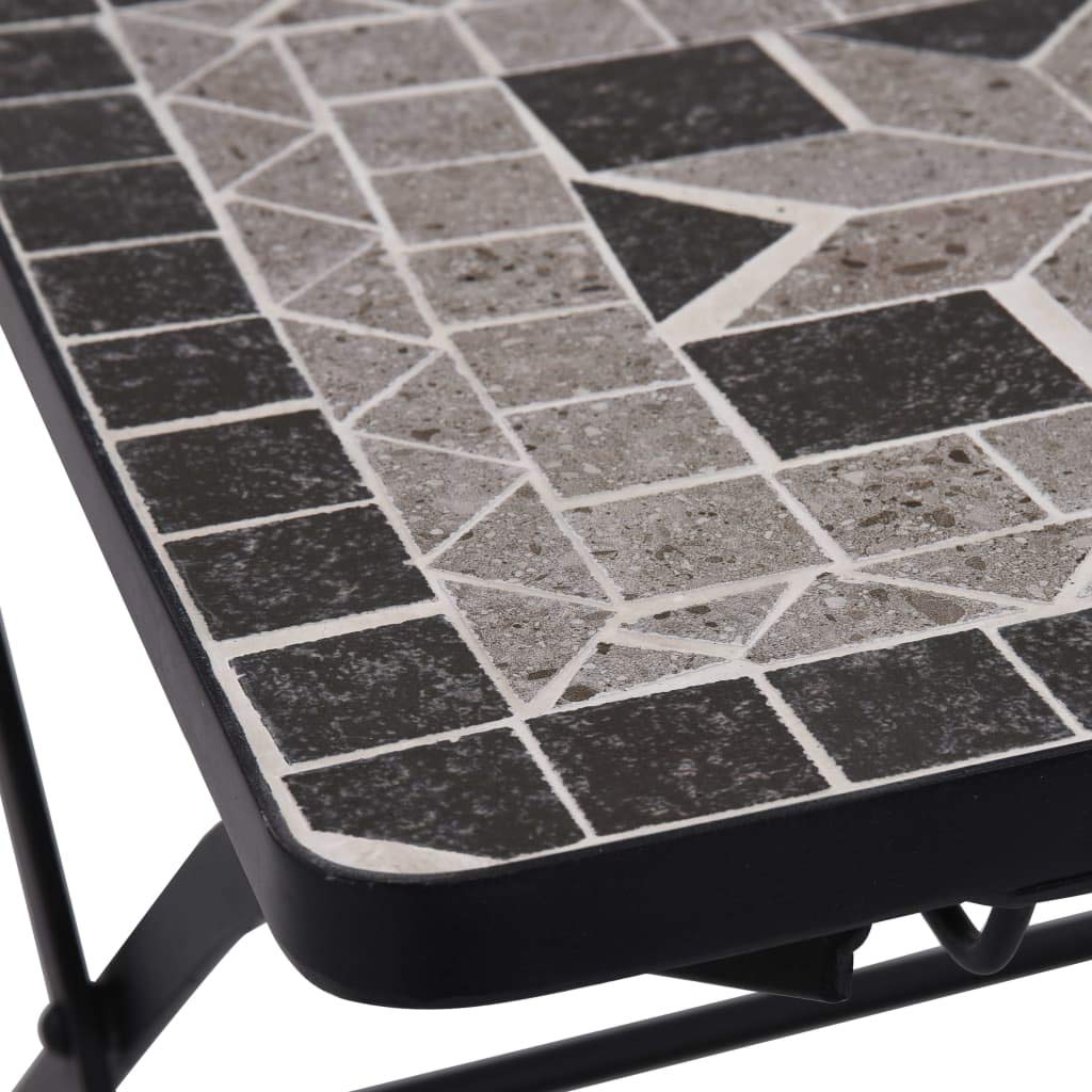 vidaXL Set de Mesa y Sillas de Bistró 3 Piezas con Mosaico Cerámica Hogar Jardín Comedor Bricolaje Decoración Diseño Estilo Mobiliario Muebles Gris