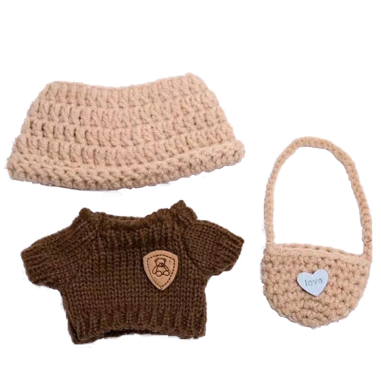 1 Set Fashion Bundle for 17cm Lapupu Dolls - Stylish Miniature Costume with Matching Hat & Backpack Accessories, Adorable Doll Clothes Collection (Doll Not Included)