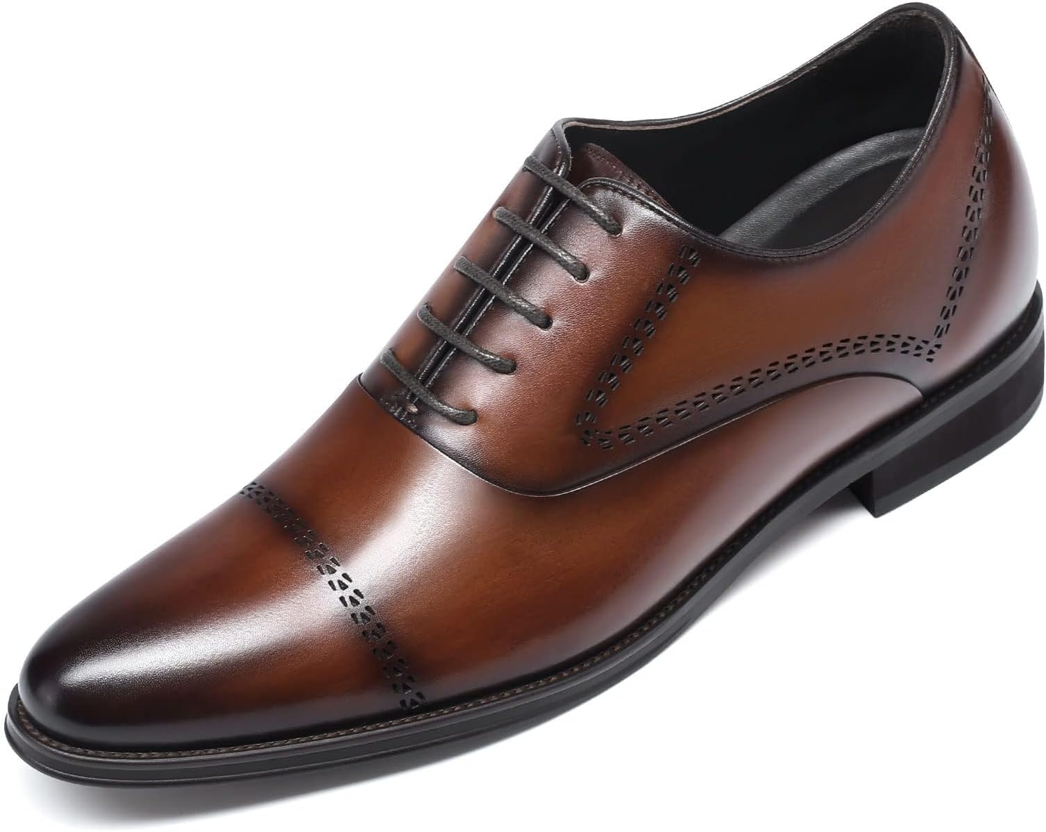 CHAMARIPA Elevator Shoes for Men Invisible Height Increasing 7.5CM/2.95 Inches- Leather Height Increasing Formal Dress Shoes for Working, Dating & Party