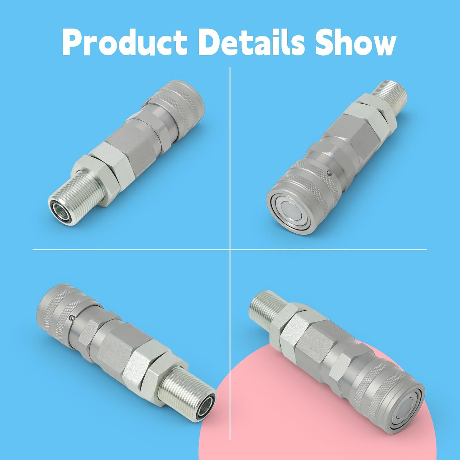193-8335 Hydraulic Flat Face Quick Coupler Female Compatible with Caterpillar CAT 416F 420F 430F 906H 907H 247 267 216 228 236 Loaders, Replace 1938335 CA1938335 Flat Face Coupler