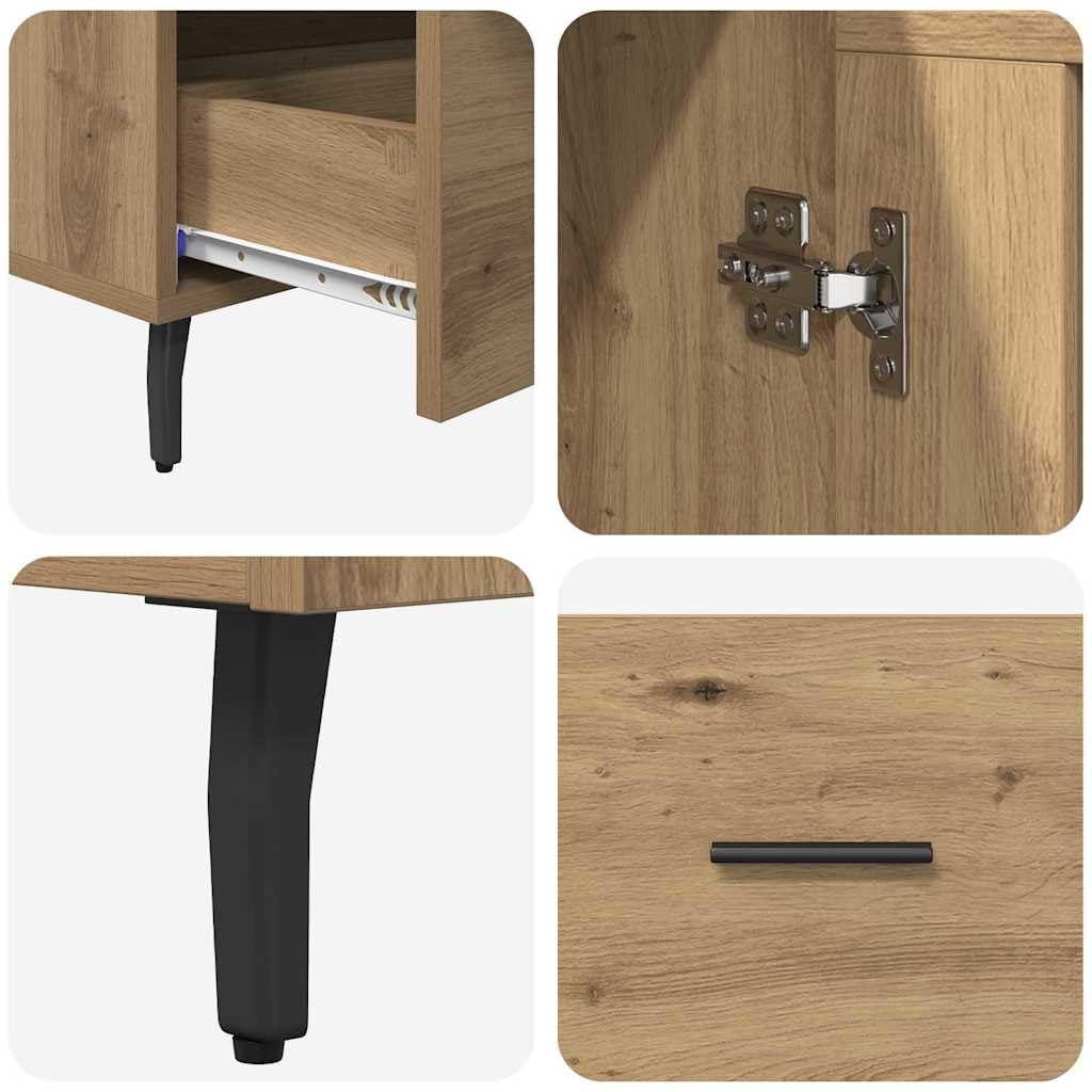 vidaXL Haut Armoire avec tiroir Chêne Artisanal 69,5 x 31 x 115 cm, Salon Moderne, Buffet Rectangulaire, Meuble Bois, Espace Ample, Legs Métalliques, Pratique et Chic