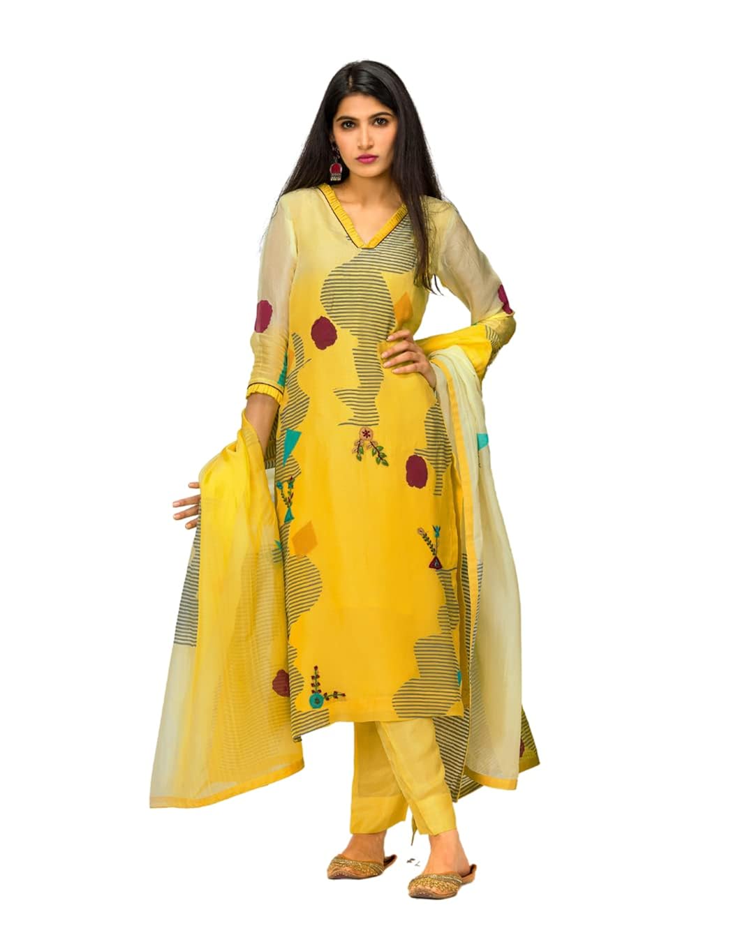 Buy Ramtex Women's Unstitched Suits Fabric Organza/ Dupatta