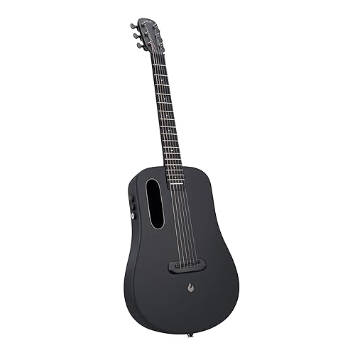 LAVA ME AIR Portable Carbon Fiber Electric-Acoustic Guitar. Travel Guitar for Beginners with Onboard Effects and Magnetic Pickup. Black