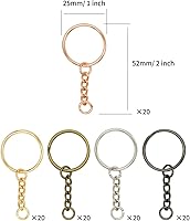 Vista 4 de 100 llaveros divididos, llavero de metal dividido con anillo de salto abierto y soporte plano para llaves de manualidades