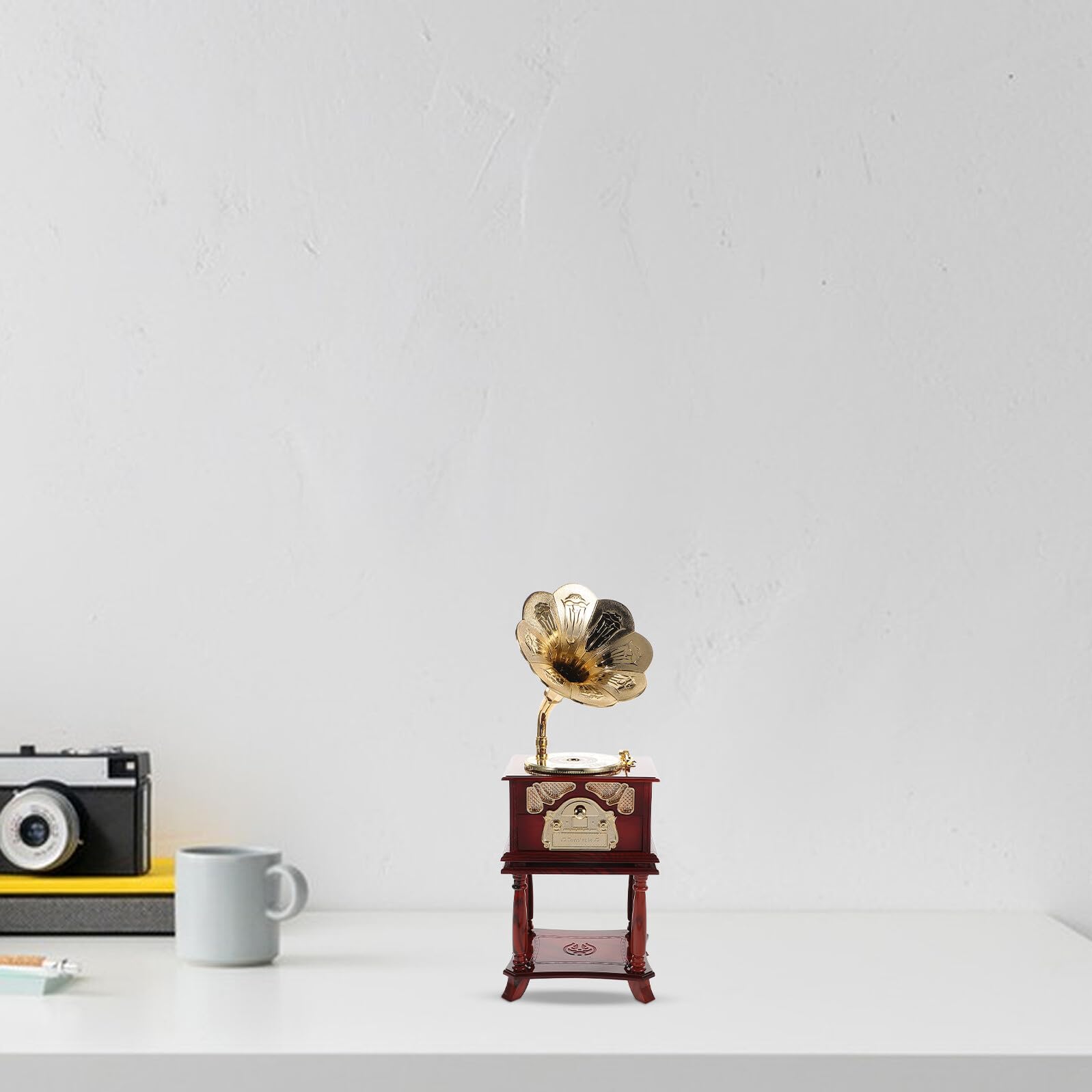 Alipis Retro Phonograph Spieluhr Kleiner aus Kunststoff und Metall