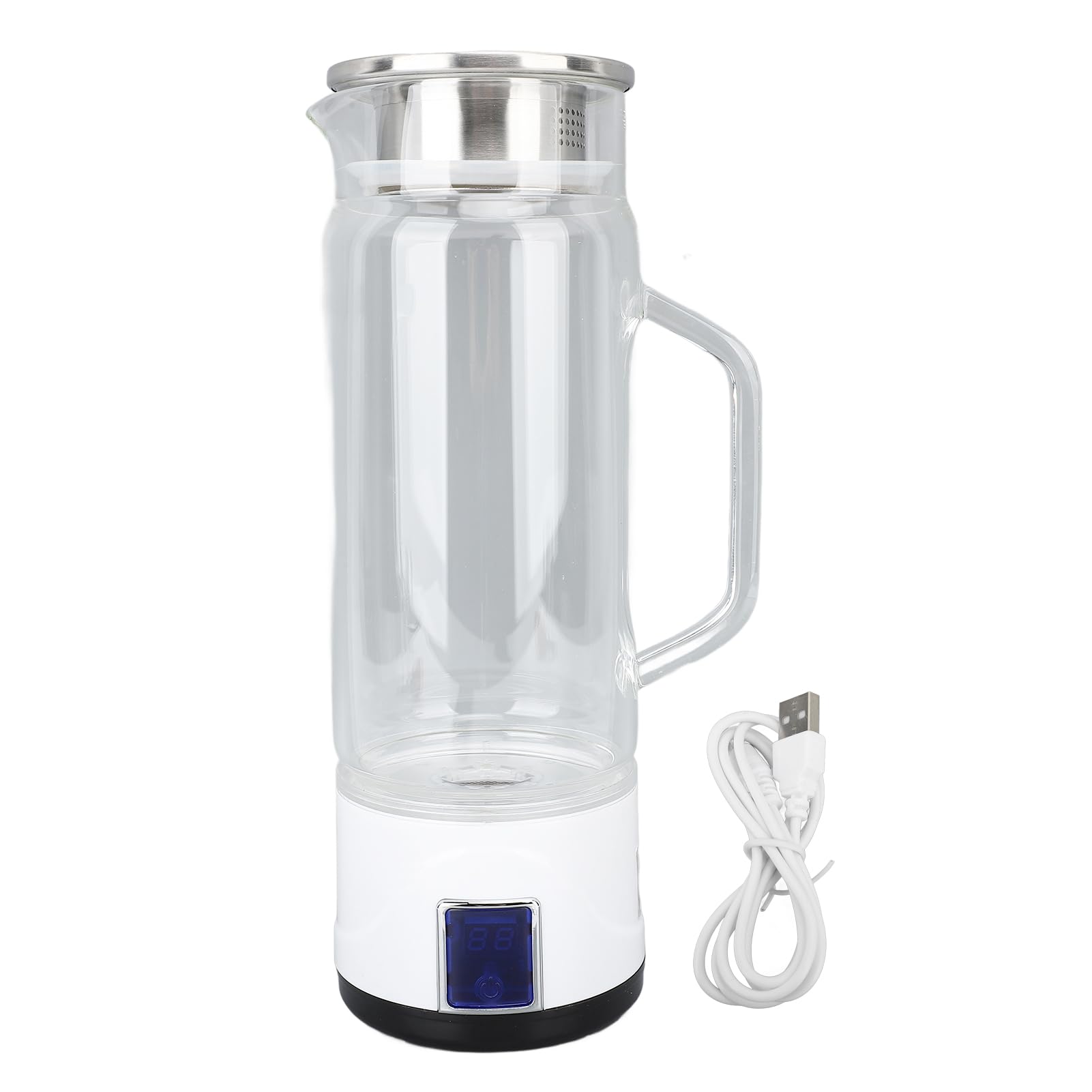 Botella de Agua de Hidrógeno, 1000 Ml, 1000 a 1500 Ppb, Generador de Agua Rica en Hidrógeno de Vidrio de Borosilicato con Mango para el Hogar, Fitness, Oficina