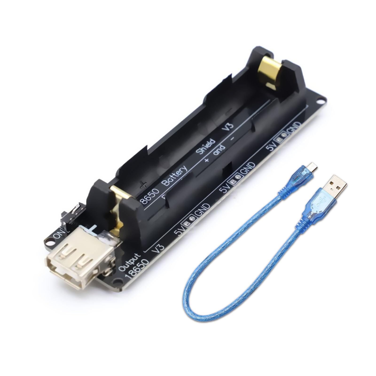 APKLVSR Bouclier D'expansion De Batterie 18650 V3 Avec Port Micro USB, Bouclier De Batterie 18650 5 V V3, Chargeur Micro USB Avec Câble USB Pour