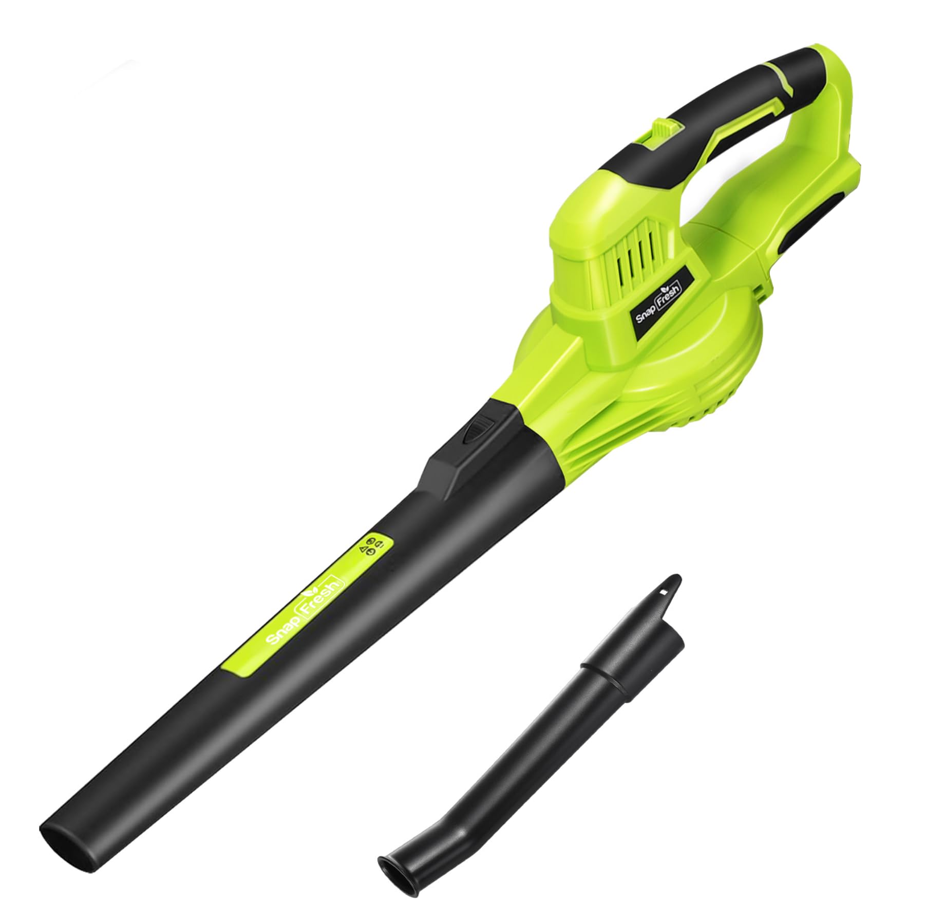 SnapFresh Soffiatore a Batteria 20V Soffiatore Elettrico per Foglie Leggero 1,2 kg, 210 km/h 240 m³/h, 2 Velocità Regolabili, per Giardino/Prato/Auto/Polvere (Solo Strumento)
