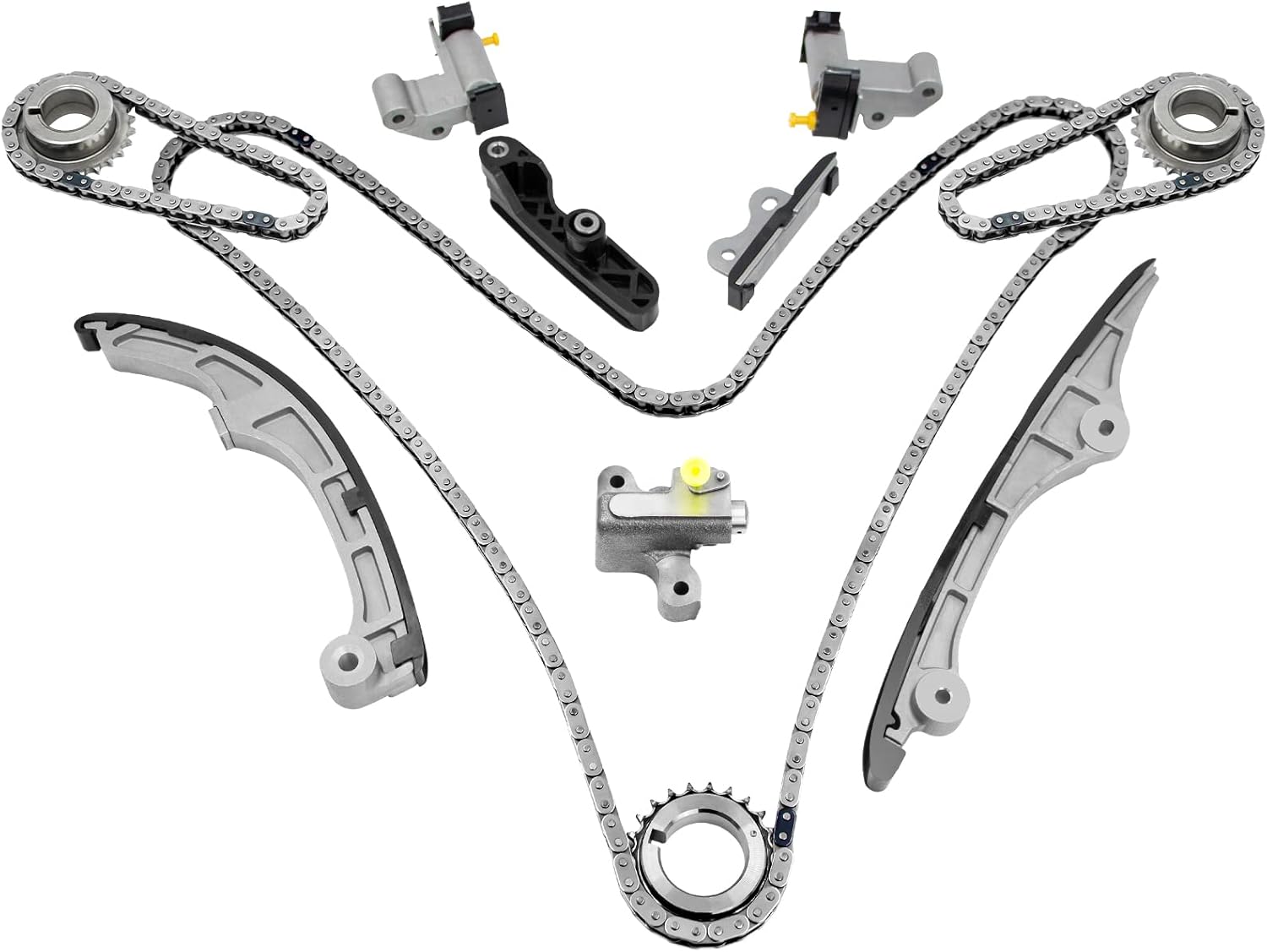 GDO Engine Timing Chain Kit TK20635 TK4198 fits for 2007 2008 2009 2010 Ford Mercury 3.5L Edge Lincoln Mazda 3.7L MKX MKZ AT4Z-6306-A Timing Chain Set