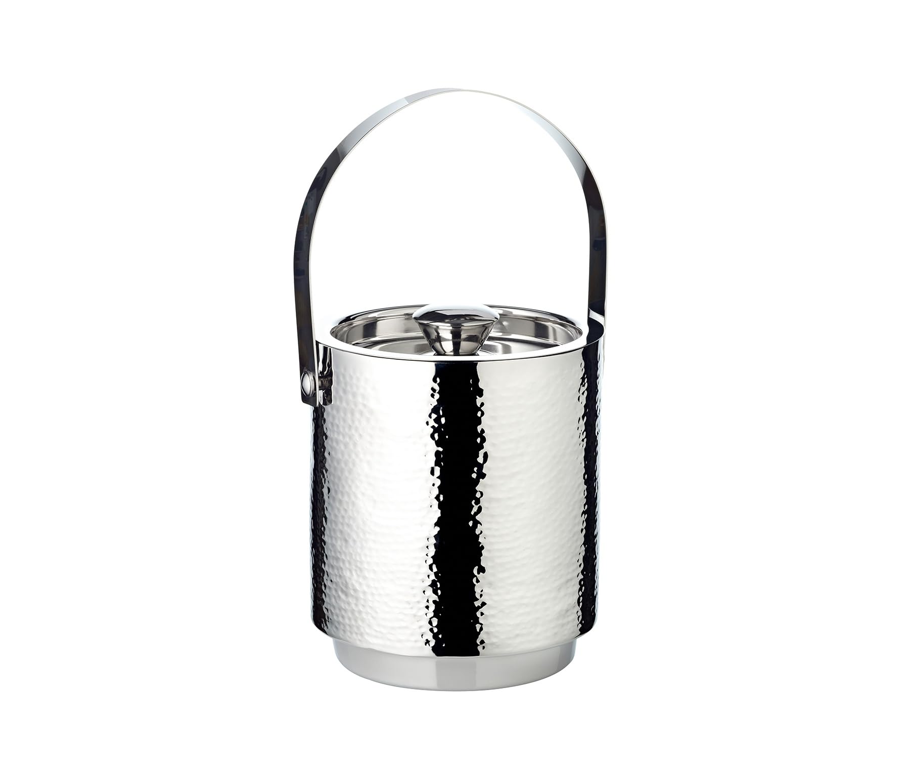 EDZARD Eiseimer Seattle (Höhe 16 cm) mit Deckel, Einsatz und Eiszange, Edelstahl fein gehämmert