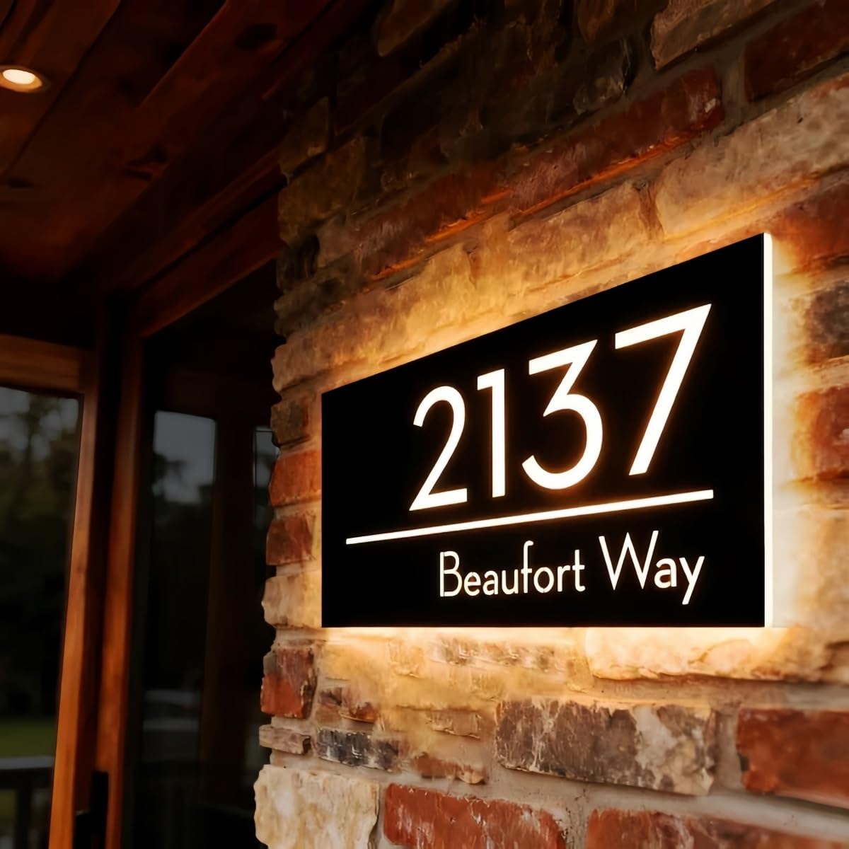 HDLOVDE Insegna LED Retroilluminata Moderna Personalizzata Per La Casa, Targa Con Numero Civico Inciso Con Struttura In Acrilico 3D, Design Illuminato Per Case Moderne, Facile Installazione