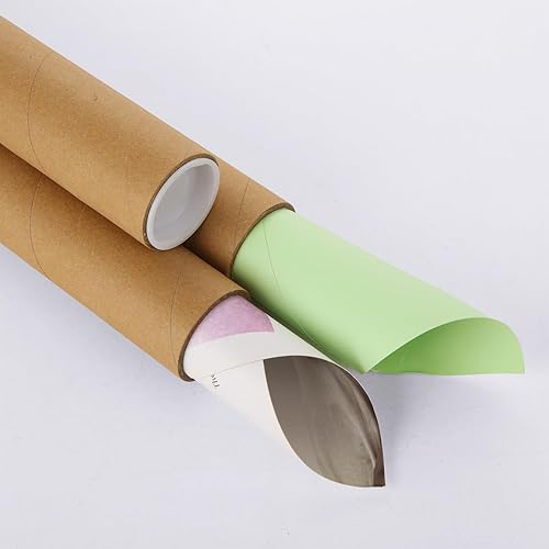 Miniatura 4 de 20 tubos de cartón, tubos postales, tubos postales de color marrón, resistentes de 11.811 x 1.575 in, con tapas de extremo de plástico para proteger