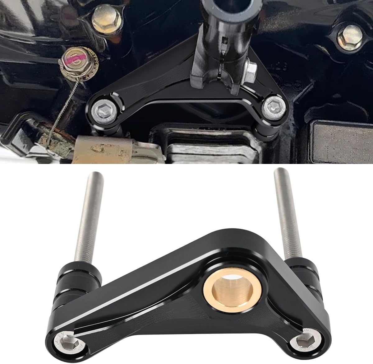 Canitu Shift Shaft Brace,Anodize CNC Billet Aluminum Shifter Support Holder Sprocket Cover Carrier with 2 Bolts Support Bracket for Honda Grom 2014-2021 for Monkey 125 2018-2021 (Black)