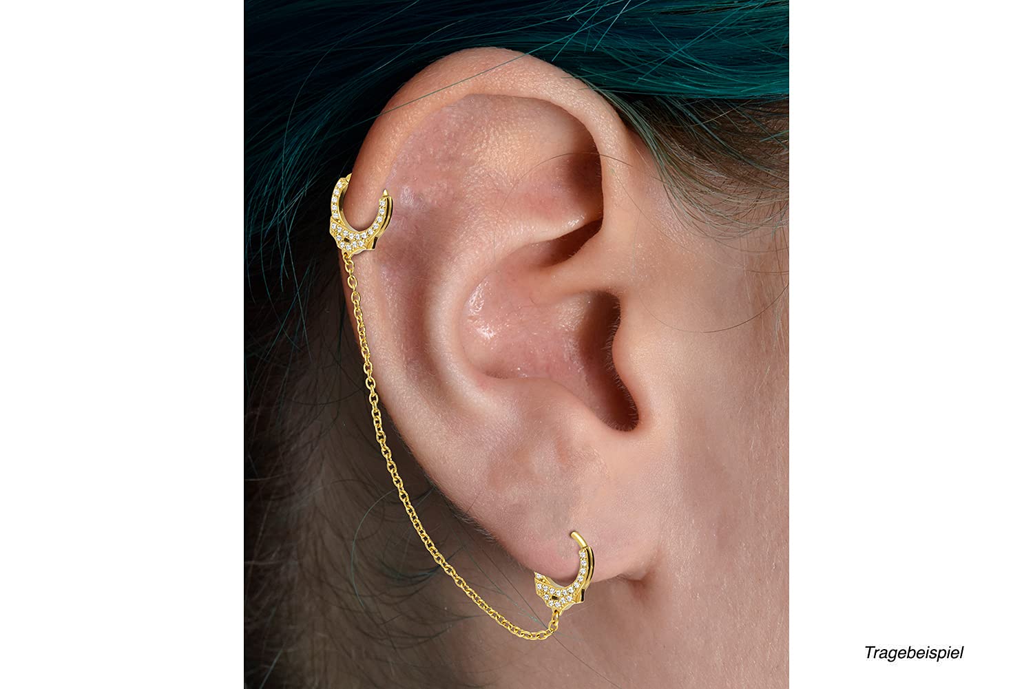 PIERCINGLINE Chirurgenstahl Segmentring Clicker |KRISTALLHANDSCHELLEN | Piercing Ohr Helix Ring | Farb- und Größenauswahl
