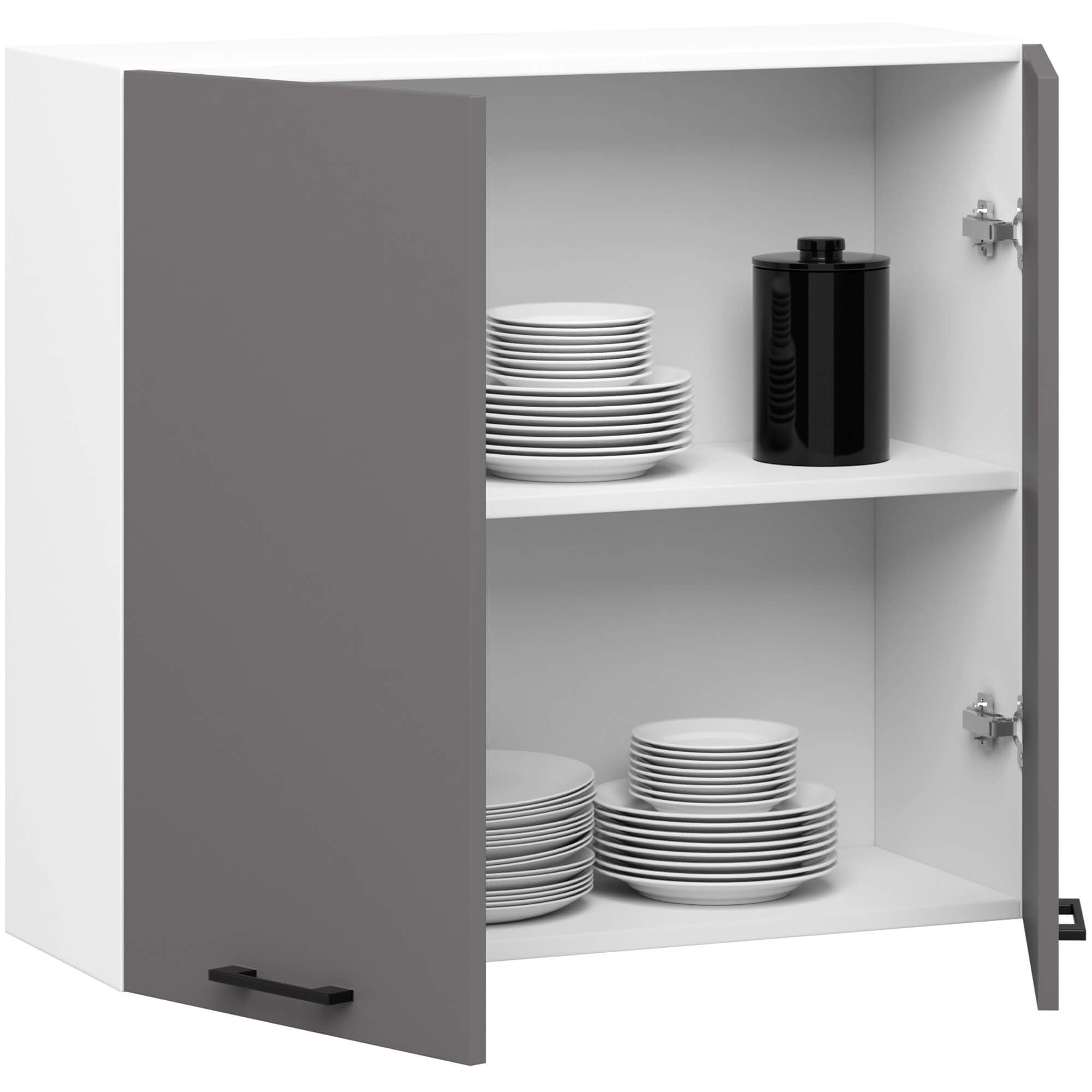 AKORD | Armoire de Cuisine Suspendue - Oliwia 80 cm H720 | Meuble avec 2 Portes | Armoire de Rangement | 80 x 30 x 72 cm | Blanc & Gris Graphite