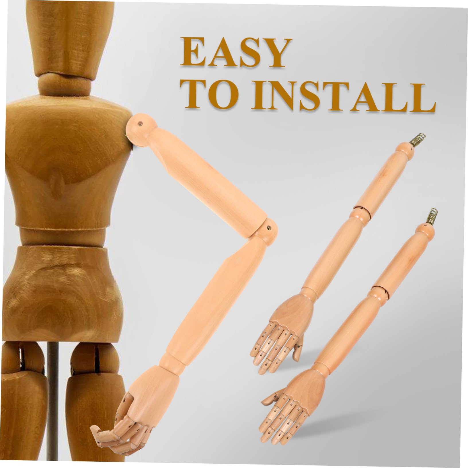 Hemobllo Bras Articulés Mobiles Bois pour Mannequin Femme Bras de Mannequin Flexible de Rechange pour Mains Articulées