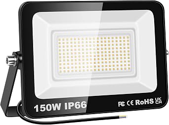 PICAA 150W LED Flood Lights Outdoor, Security Lights Warm White 3500K [Energy Class E]