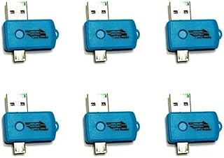 6 Pieces Of Micro To USB Blue OTG Adapter And Memory Reader For Tablet PC MP3/MP4/Smart Phone