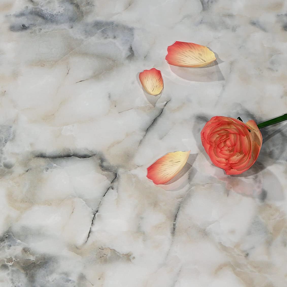 Livelynine 197X24 Inch Waterproof Wallpaper for Countertops White Blue Marble Countertop Contact Paper Marble Vinyl Wrap Table Top Dresser Cover Stick On Counter Tops for Kitchen Bathroom Upgrades