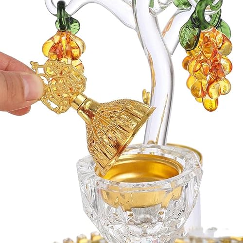 Zjhyxyh Crystal Incense Burner High-End Glass Fruit Tray Grape Tree Home Decor Ornaments Golden Cone Censer Gifts #TOP3