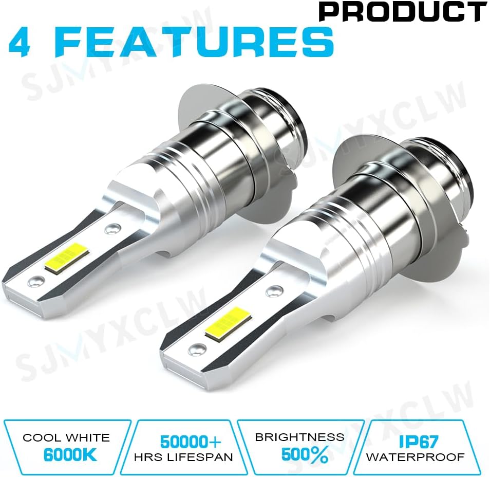 H6M P15D Fog Bulb Compatible for Yamaha Raptor 350 660R 700 700R YFM350R YFM660R,P15D H6 H6M Fog Lamp,ATV UTV Fog Lights DRL, Plug and Play, 2-Pack