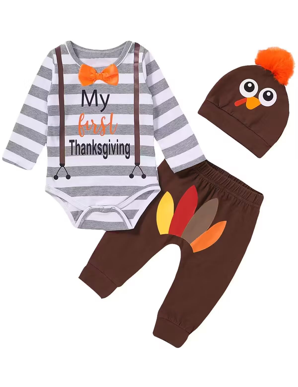 Shalofer Baby Boy My First Thanksgiving Body dla noworodka indyka strój z kapeluszem